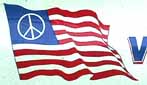 Peaceful patriotic American flag logo.