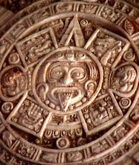 Aztec Calendar in shades of yellow.