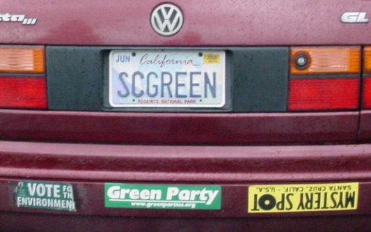 Santa Cruz Greeen license plate.