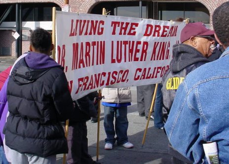 A banner that celebrates Martin Luther King Jr. in San Francisco.