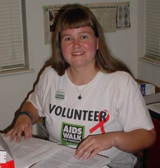 Valerie works on the mailing...