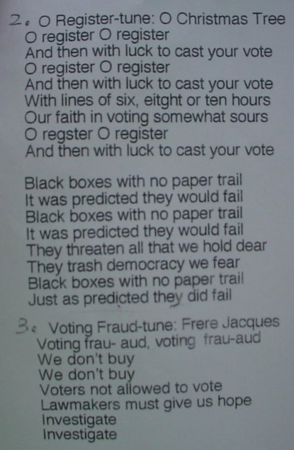 Lyrics to a song urging people to register.