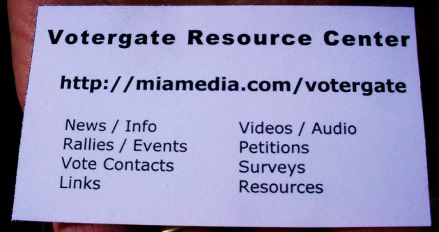 Card that points to Votergate Resource Center.