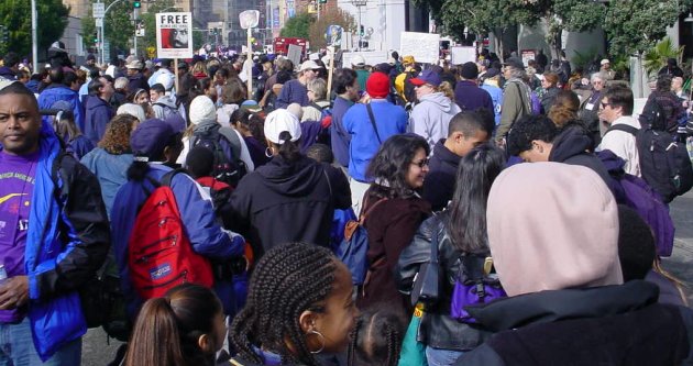 Crowd shot. There were a lot of people marching.