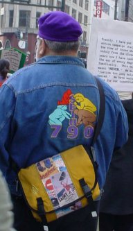 SEIU 790 on the back of a marcher.