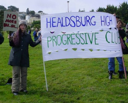 High School Kids with their banner.