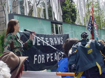 Dianne leads the memorial service with her words.