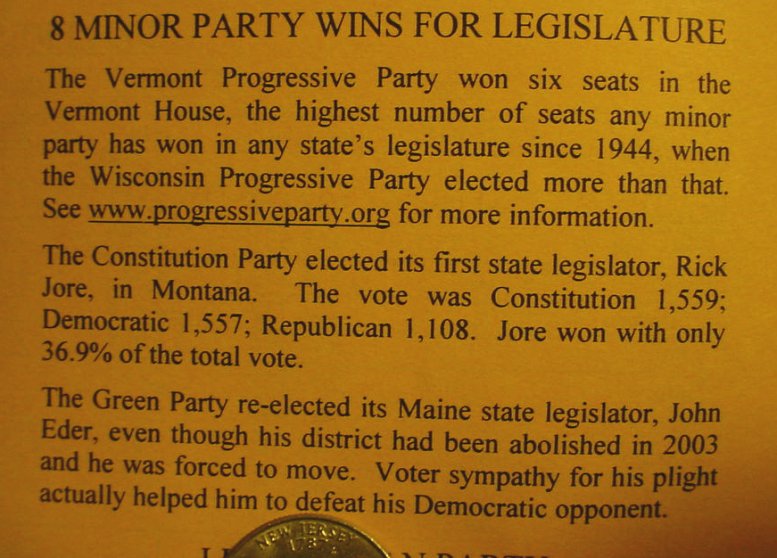 Article from page 6 of the Ballot Access News of 12/1/2004.