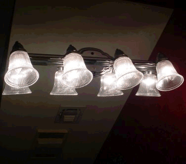 Four lights, the second one from the left blinking on and off.