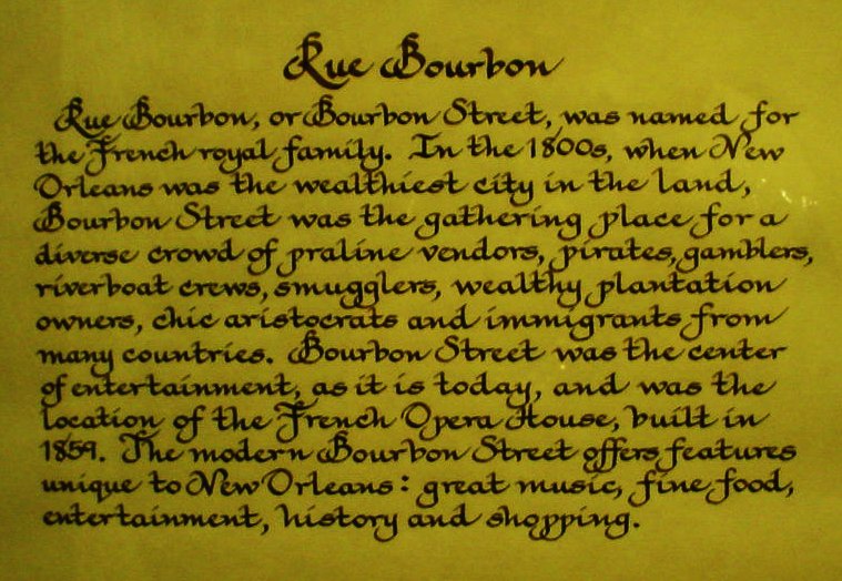 Writeup on the history of Burbon Street.
