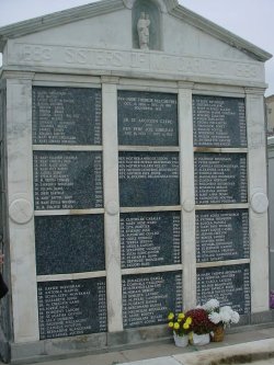 Tomb with lots of names on it.