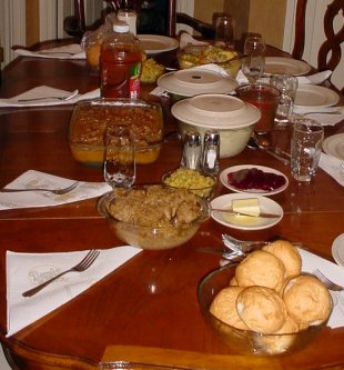 A table full of yummy food.