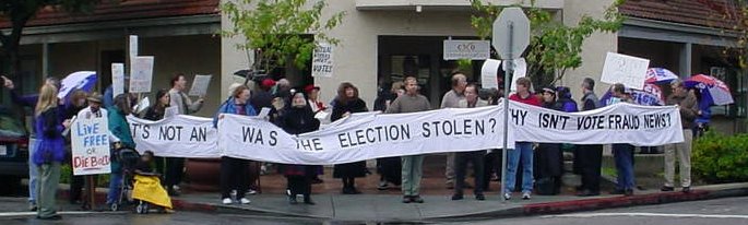 People standing outside Anna Eshoo's office.